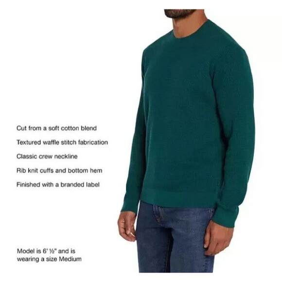 GAP Men's Textured Sweater Size S Small Sea Moss Green Pullover Casual Warm - Picture 4 of 13